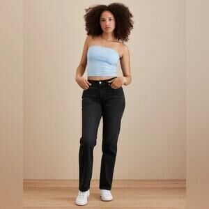 NWT American Eagle Women's 16 Short Curvy Straight High Rise Stretch Black Jeans